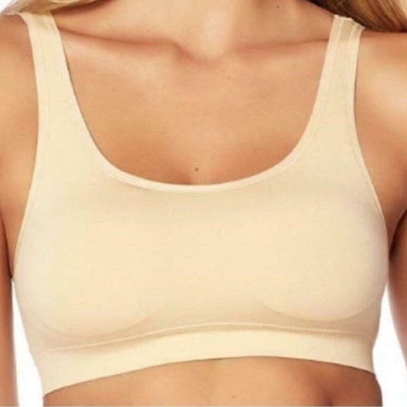 New! Yummie Nude Tan Seamless Scoop Neck Bra with Removable Pads 1X/2X - Picture 1 of 3
